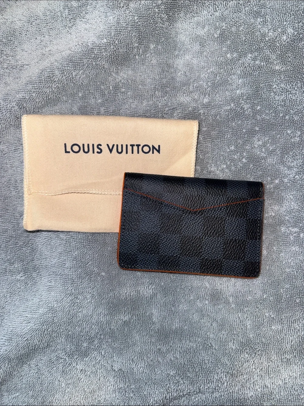 Louis Vuitton Brown and Orange Card Holder in Damier Canvas